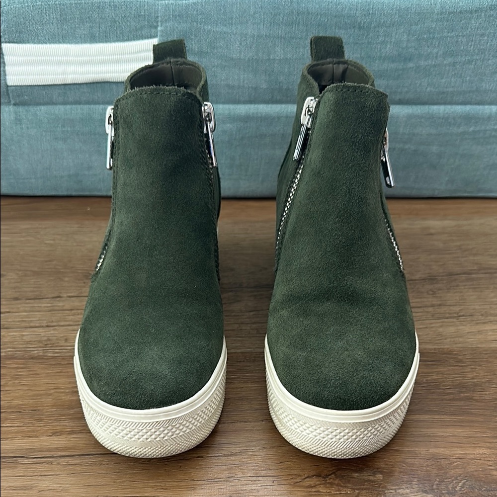 Green Suede Women's Ankle Boots